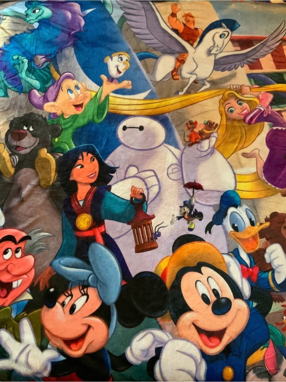 Disney Multicolor Characters Plush Throw Blanket - Blue, Yellow, Red, Green